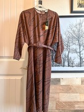Tuckernuck Belted Midi Dress Medium NWT Chocolate Twombly Bex Fall Office Wear picture