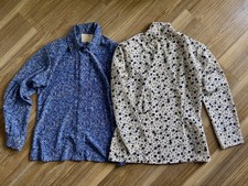 (2) Vintage Pendleton Blouses Country Sophisticates 80s Geometric Floral Size 8 picture