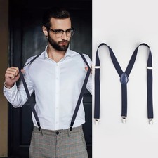 Mens Heavy Duty X Back Suspenders 1 Inch Wide with 3 Snap Hooks picture