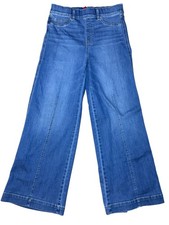 SPANX Seamed Front Wide Leg Jeans Women’s Large Vintage Indigo Pull On 20407R picture