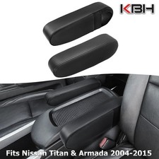 Fit 2004-2015 Nissan Armada Seat Armrest PU Leather Replacement Cover Black 2pcs picture