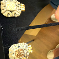 Vintage Dian Malouf clip on earrings sterling silver and 14 k yellow gold picture