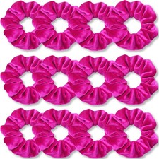 IVARYSS Hot Pink Scrunchies, Premium Velvet Soft Hair Scrunchy, Solid Colors Thi picture