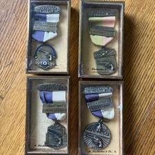 4 Vintage 1951-52 Shooting Medals Badge Pistol Red River Valley League Awards picture