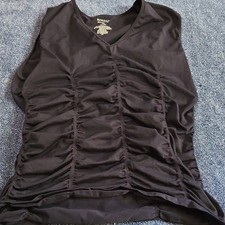 Merona Seamless Stretch Ruched V-Neck Sleeveless Camisole Tank Top 2XL Black picture