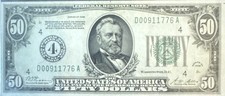 1928 $50 Federal Reserve Note Cleveland Gold Clause Fr 2100-D Serial D00911776A picture