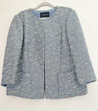 NWT Lafayette 148 NEW YORK Collarless Hidden Closure Blazer Multi Blue/Gray S16 picture