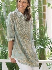•Soft Surroundings• Tabitha Paisley Boho Cotton Tunic Shirt Size Petite Medium picture