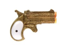 Denix Old West Engraved Brass Double Barrel Derringer Non-Firing Gambler's Gun picture