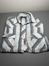 vtg Wrangler Shirt Pearl Snap Long Sleeve White Striped Men's Western Size Large picture