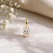 1.00CT Oval Lab Grown Diamond Ladies Solitaire Pendant 14K Yellow Gold 16