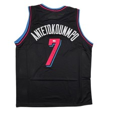 Autographed/Signed Giannis Antetokounmpo #7 Heat Black Vice Jersey JSA COA picture