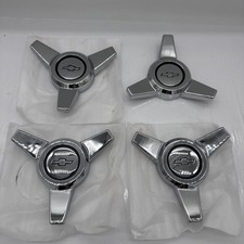 64 65 66 67 Chevy Tri-Bar Spinners Set of 4 For Wire Spoke Hubcaps picture