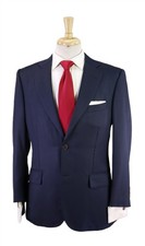 Paul Stuart Dark Royal Blue Woven Wool 2-Btn Suit 38S picture
