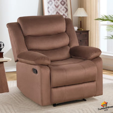 Sillón Reclinable Manual Bonzy Home Sala Sofá Tela Acolchado Color Café Negro picture