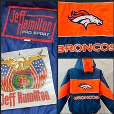 Vintage Jeff Hamilton NFL Jacket Denver Broncos 1990s Color Block Large NEW W/T picture