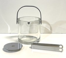 Vintage Henning Koppel For Orrefors Glass Ice Bucket w/ Insert And Tongs NIB picture