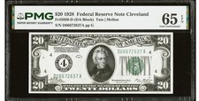 Rare 1928 Numerical 4 $20 Redeemable In Gold PMG 65 EPQ picture