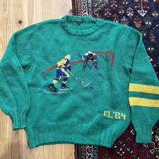 Rare Vintage 1984 80s Polo Ralph Lauren Atari Hockey Knit Sweater Size 170 90s  picture