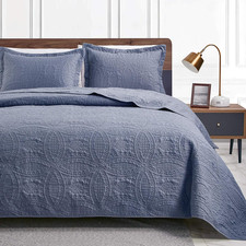 Love's cabin Quilts for Queen Bed Blue Bedspreads - Soft Bed Summer Lightweight picture