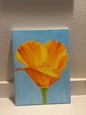 Poppy flower acrylic painting original hand painted picture