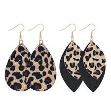 4 PCS Leopard Print Earrings, Faux Leather Cheetah Earrings picture