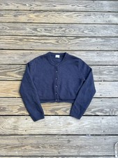 Aritzia Wilfred 100% Cashmere Blue Cardigan Sz M Button Up picture