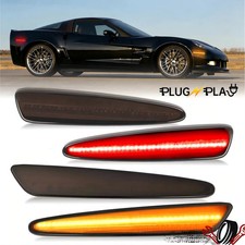 LED Smoked Front Rear Side Marker Lights Amber+Red For Chevy Corvette C6 2005-13 picture