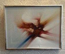 GUEZ Abstract Painting Oil Canvas Framed Impressionist Signed Original Art 16x12 picture