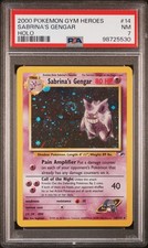 🌀SWIRL - Sabrina’s Gengar Holo PSA 7 14/132 WOTC Unlimited Pokemon Gym Heroes picture