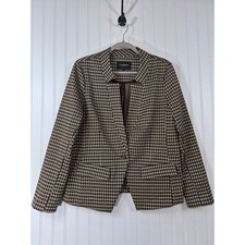 NWOT Liverpool LA Houndstooth Blazer Tan Brown Single Button Jacket Large picture
