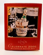 Vtg LENOX Celebrate 2000 Korbel Bottle Ornament Trinket Box With Box picture