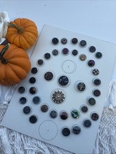 Vintage Ornate Metal Buttons Mixed Material Collector Sample Board picture