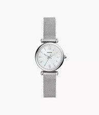 Fossil Carlie Mini ES4432 Women's 28mm Silver Stainless Steel Mesh Watch picture