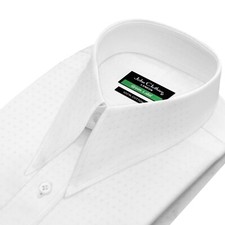 Men's 1970s Retro Spear Long Point Dagger Collar Wedding White Dot Stripes Shirt picture