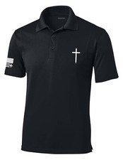 Trenz Shirt Company Mens Christian Polo Embroidered Cross Golf Polo picture