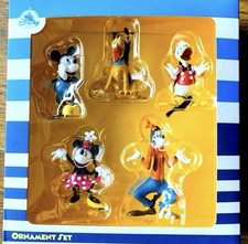 RARE Disney Parks Mickey And Friends Figural Holiday Ornament Set New With Box picture