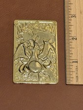 Nintendo Pokémon Charizard Gold Metal Collectible Card 1999 picture