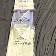 Charles Tyrwhitt Non-Iron Slim Fit Dress Shirts Lot 3 17/36 White Blue picture