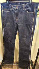 Burberry London Womens Blue Dark Wash Straight Leg Stretch Denim Jeans 16 picture