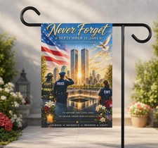9/11 Memorial Garden Flag 25th Anniversary, Patriot Day 2026 Never Forget Tribut picture