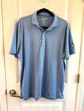 johnnie-O Performance Men's L Blue/White Striped Polo Short Sleeve UV Stretch  picture