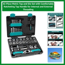 42-Piece Metric Tap and Die Set with Comfortable Ratcheting Tap Handle for In... picture