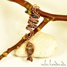 Spiral Antiqued Copper Viking ''Fish'' Hair Beads Beard Dreadlock Hair Accessory picture