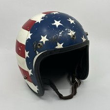RARE VTG PIP “It’s A PIP” GP-2 Motorcycle Helmet 5 Snap Front STARS/Stripes USA picture
