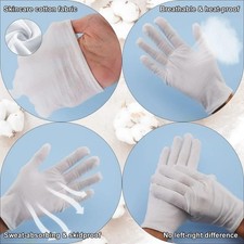 White Cotton Work Gloves Soft Thin Jewelry Coin Inspection Handling Gloves US picture
