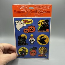Vintage 1980 Hallmark Scratch N Sniff Halloween Stickers Ghost Witch Pumpkin NOS picture