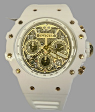 Invicta Men's Racing 43.5mm Quartz Watch IN-69649 Gold Dial White Silicone Strap picture