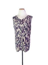 Chico's Travelers Size 2 (L) Slinky Knit Print Tank Top V-Neck picture