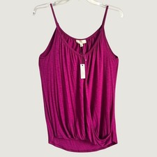 Cupio Blush Womens Small Magenta Faux Wrap Ruched Stretch Tank Top NWT Feminine picture